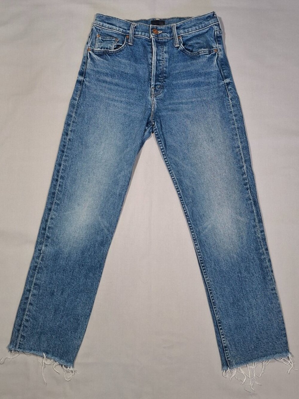 MOTHER Tomcat Ankle Fray Jeans Arigato Mr Roboto High Rise Straight | Size 29 - Picture 14 of 15